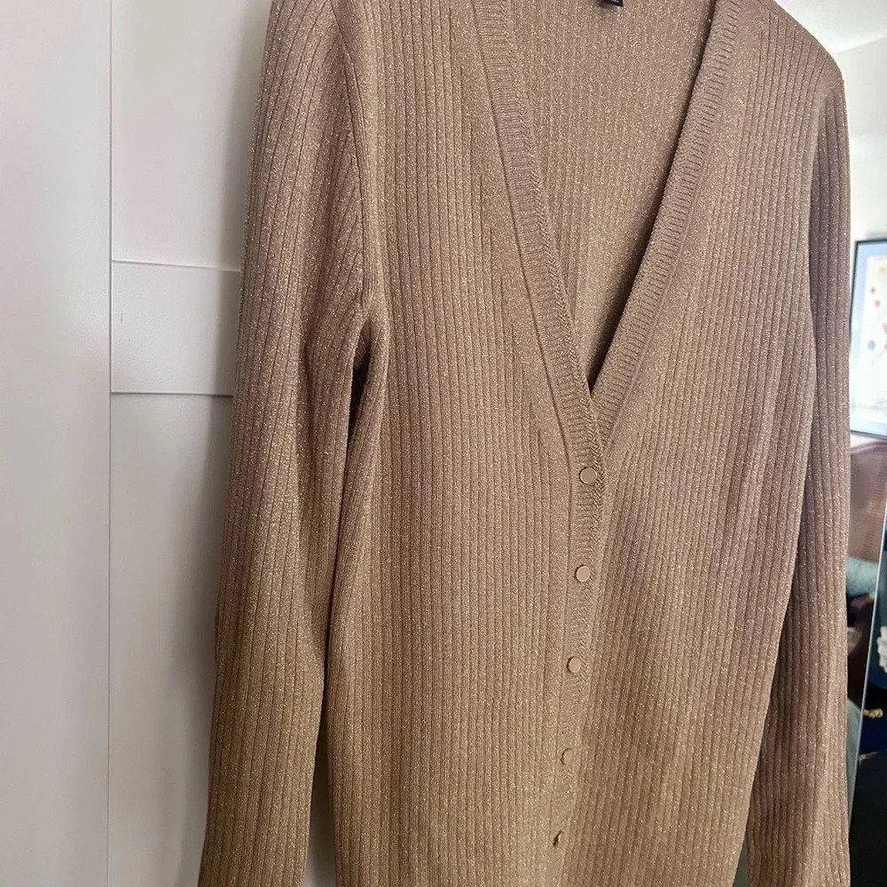 Gold Metallic Cardigan-Talbots‎